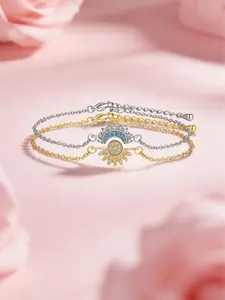 Sun and Moon Bracelet Set for bestfriend, sister gift,Stackable Gold Sun & Blue Moon Bracelet, Matching Couple/Friendship/sister Jewelry, Elegant Bangle, Stackable Bracelets