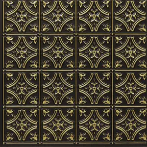 From Plain To Beautiful Gothic Reims Glue Up PVC Faux Tin Ceiling Tile -  2 ft. x 2 ft. (40 sq. ft./case)