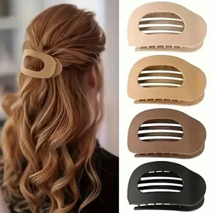 Solid Color Hair Clip, 4pcs Oval Acrylic Hair Clips Set for Women, No Trace Flat Large Hair Clip, Elegant Minimalist Frosted Solid Color Hair Clips for Daily Wear, Ideal Gifts for Her