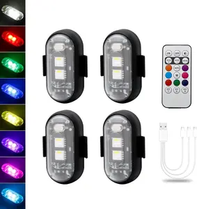 Magnetic LED Strobe Lights 6 Pcs with Remote Control 8 Colors Wireless Anti-Collision Rechargeable Emergency Flashing Lights for Cars Motorcycle Bike Drone Scooter