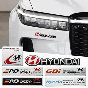 Modern Hyundai Car Badges, Durable Aluminum Material, UV Resistant, Waterproof, Scratch-Proof, Enhances Appearance, Fits Multiple Models