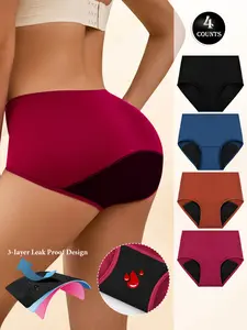 Women's Period Underwear Pack, Breathable Super Absorbent Leak-Proof High Waist Seamless Design, Casual Slim-Fit All Season Wear, Soft Comfy Panties