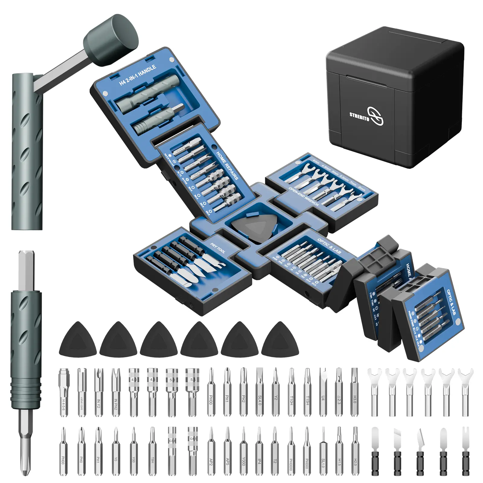 55 In 1 High Magnetic Multipurpose Screwdriver Kit - Portable Work Tools Set with 2-in-1 Handle, Magnetic Bit Holder, Pin Adjuster, Wrenches, Pry Bars, Bits for Electronics, Bikes, Cameras (Tools and Gadgets)