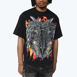 Wide Cropped Luminous T-Shirt - Black