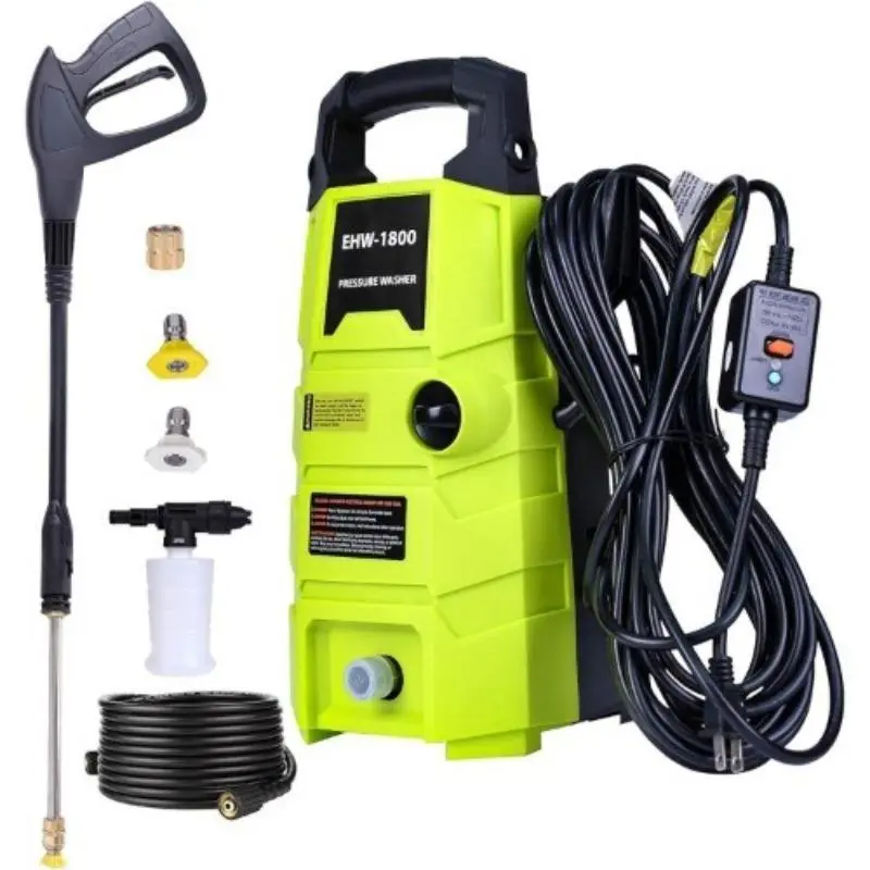 Portable Electric Pressure Washer (Single Unit) for Home Users, 1800 PSI, 1.6 GPM, 20FT Metal Pipe Hose for Home Garden Surface Cleaning