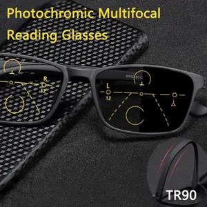 1pc Men's Photochromic Progressive Glasses, Unisex Multifocal Bifocal Progressive Glasses, Ultralight TR90 Full Frame Eyeglasses  Eyewear