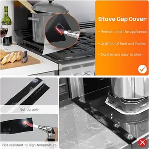Stove Gap Filler, Range Trim Kit,Stainless Steel Stove Gap Covers, Stove Gap Guards, Heat Resistant and Easy to Clean, Easy retractable Length 13.8" to 27.5", Width 0.79"(2PCS)