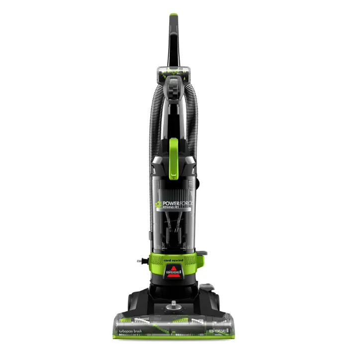 BISSELL PowerForce Helix Turbo Rewind Pet, Upright Vacuum, Pet Friendly, Automatic Cord Rewind, Powerful Pet Hair Pickup, Extra-Wide Cleaning Path, 3333, Black & Green
