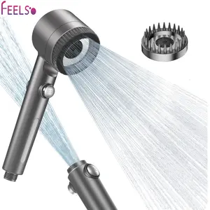 FEELSO Handheld Shower Head with Massage Head and Brush Head ,Stainless Steel Hose, Built-in Filtered, Wash to Clean Tub, Clean Corner,Tile & Pets Bathroom Modern