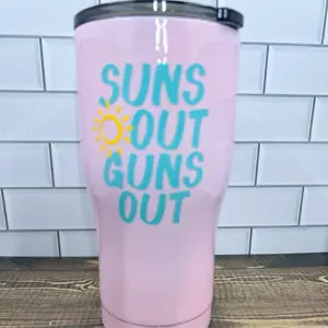 Suns out guns out coffee tumbler water bottle