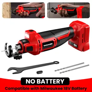 【No Batteries】Vaxcanz Cordless Drywall Cut-Out Tool for Milwaukee 20V Battery 3 Speed Adjustable Brushless Rotary Saw with Up to 30000 RPM Compact Spiral Saw Kit for Cutting Wood Drywall Sheetrock Wood Bare Tool Only  Heavy Duty Portable