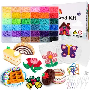 Complete 3D Puzzle Bead Kit for Children Educational DIY Craft Toy 2.6 mm Plastic Resin Puzzle Beads Set 19 × 13 × 2 cm