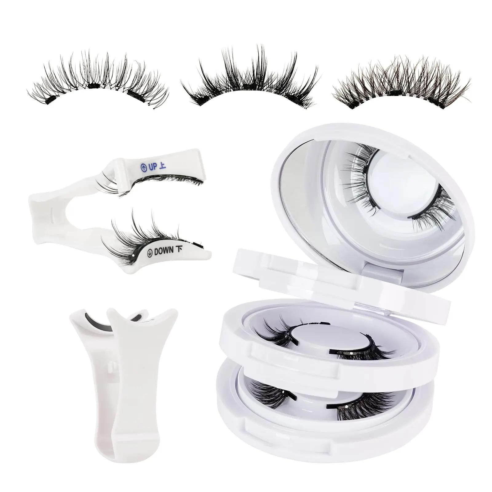 Magnetic Eyelashes 3 Pairs, Reusable Magnetic Lashes with Applicator No Glue Needed Lash Clusters Kit Natural Look, Easy to Wear and Remove (3 Pairs-Kit 1)