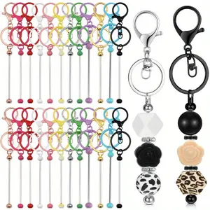 24pcs DIY handmade bead accessories keychain, personalized creative bag pendant keychain