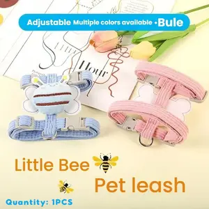 Five-Pack Dog Leash Vest Harness Set, Small Bee Design, Medium & Small Dogs, Teddy Kelpie Pet Collar, Durable Walking Rope