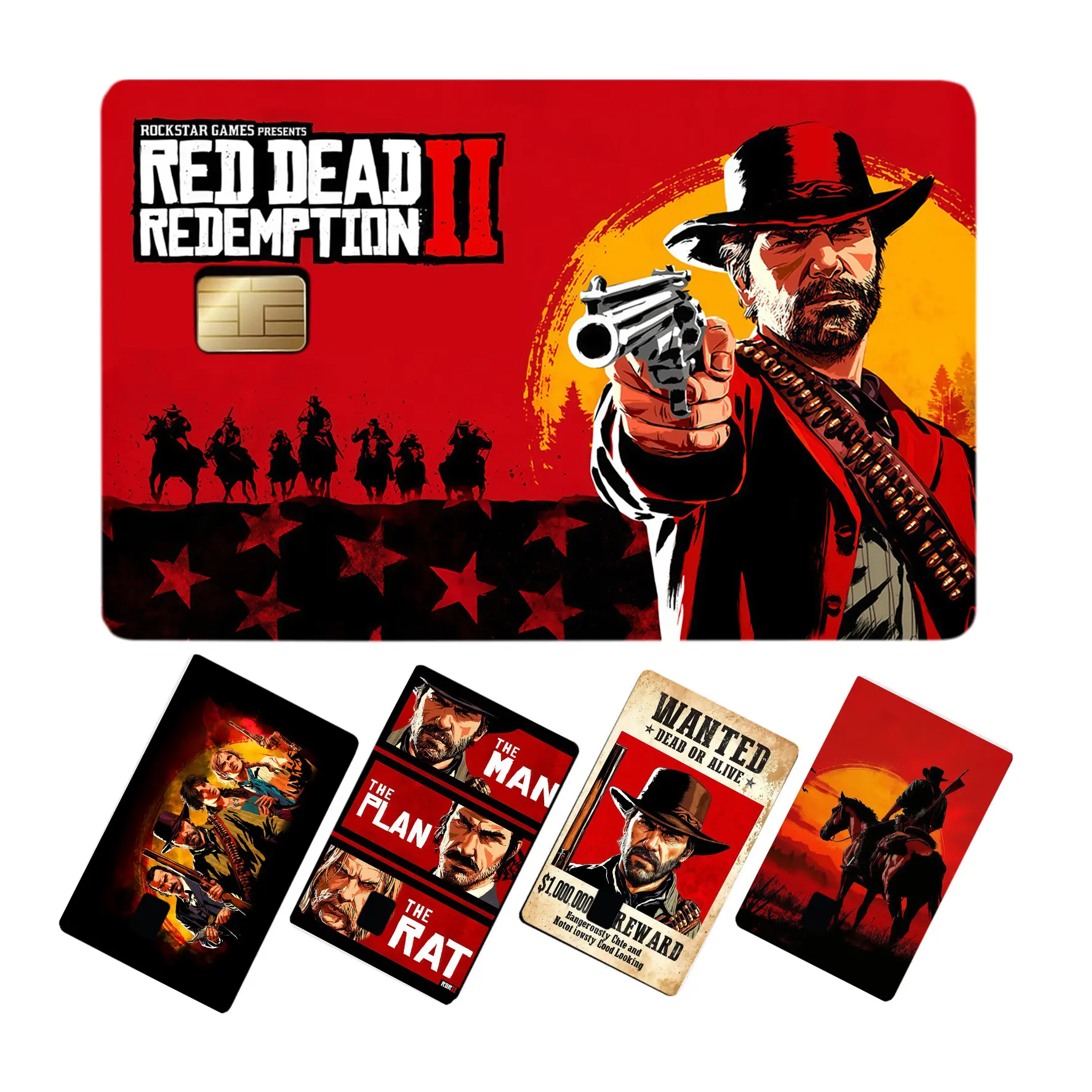 Red Dead Redemption 2 Credit Card Skin, Vintage Rockstar Games Debit Card Stickers, Western Cowboy Outlaw Card Decal, Wallet Accessoriesfor Gamer Fans