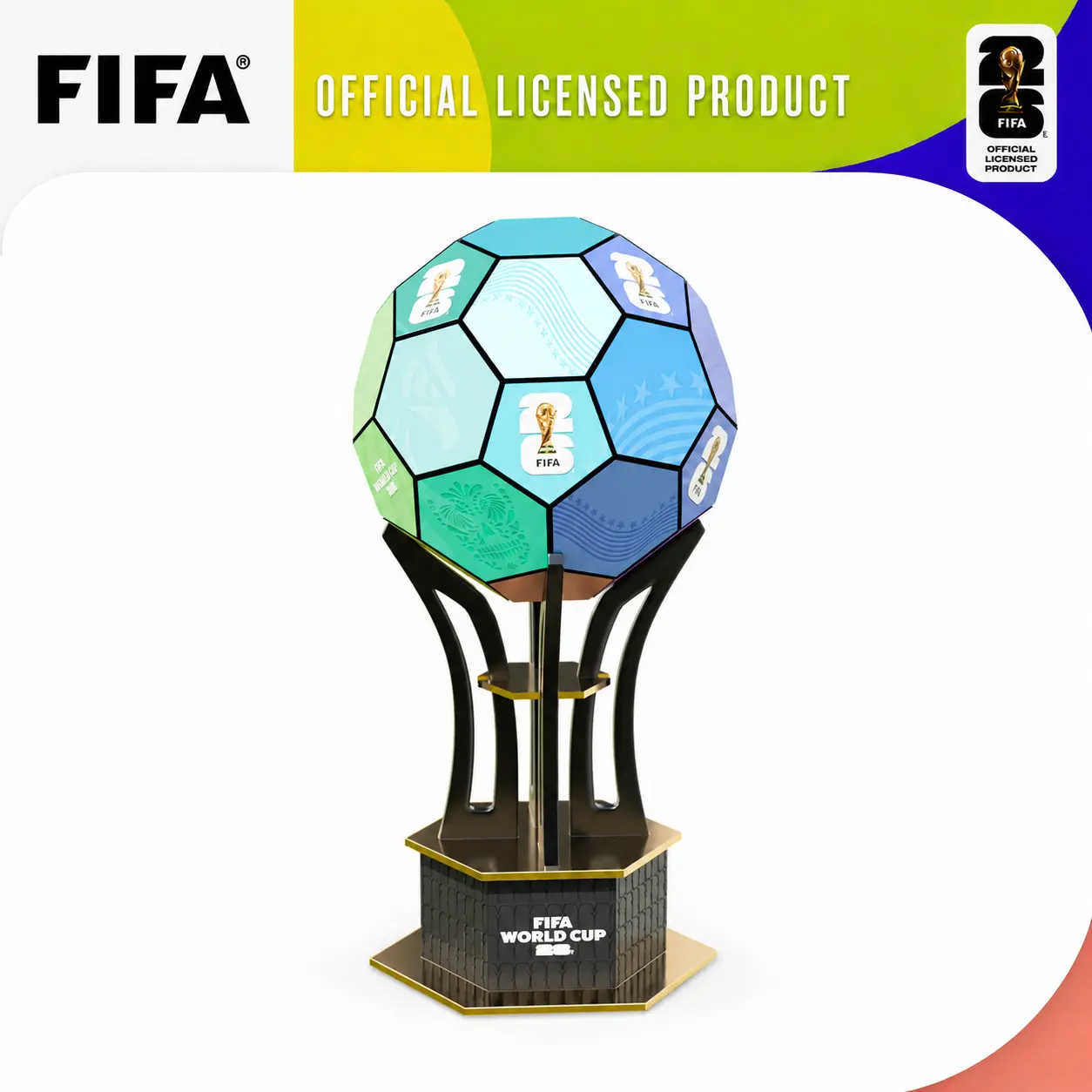 FIFA World Cup 2026 Officially Licensed 3D Wooden Soccer Ball Puzzle, 165-Piece DIY Assembly Model Kit, Soccer Collectible Desk Decor for Home Office Bar Shelf, Gift for Soccer Fans, 3D Golden Ball Cup, Collectible Item, Vibrant tiktokshopbacktoschool