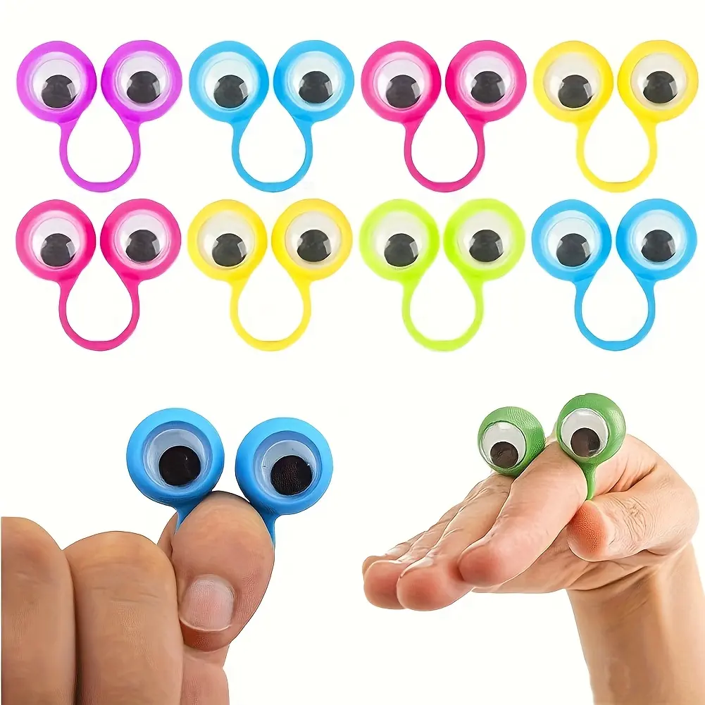20pcs Big Round Eye Ring Toys, Eyeball Finger Puppets with Wiggle Eyes, Interactive Storytelling Party Favors, Classroom Prizes, Educational Toys, Novelty Design, No Battery Needed
