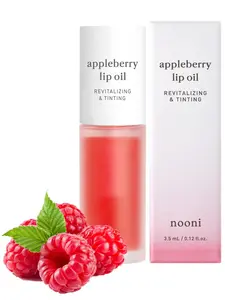 NOONI Korean Lip Oil - Appleberry | Lip Stain, Gift, Long-Lasting, Moisturizing, Plumping, Revitalizing, and Tinting for Dry Lips with Raspberry Fruit Extract, Glass Skin Look, 0.12 Fl Oz