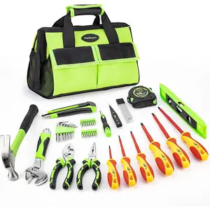 Home Tool Kit - Basic Hand Tool Kit with Insulated Screwdrivers & Storage Tool Bag for Home Repairing Maintenance