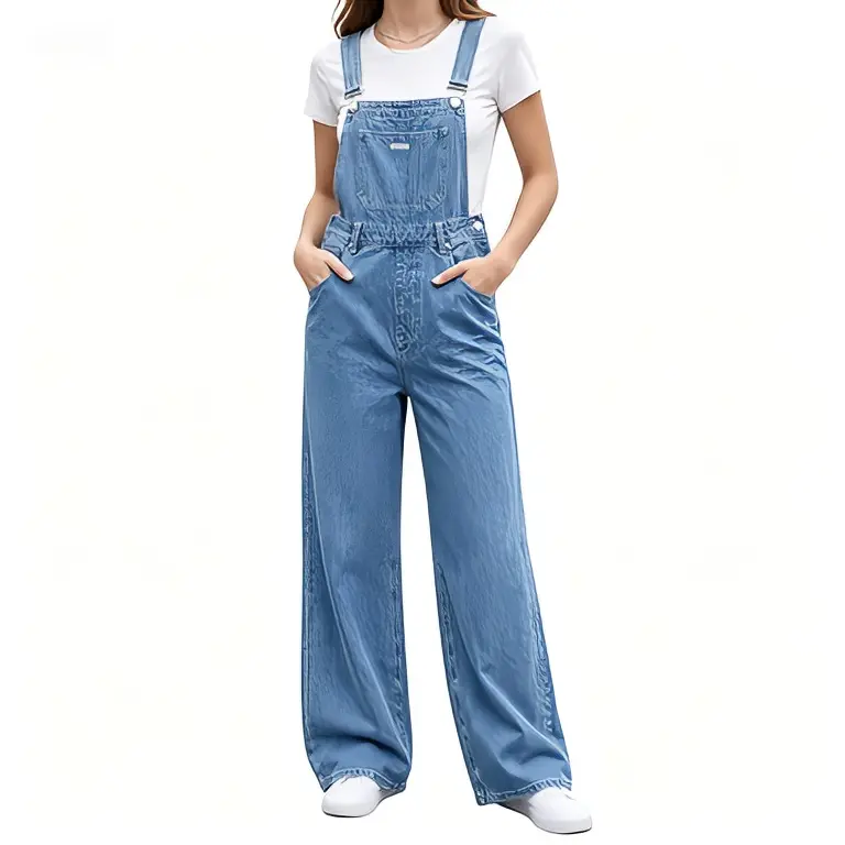 Denim Overalls for Women - Comfortable and Stylish Design with Pockets and Adjustable Straps