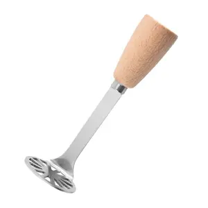 2 Count Premium Kitchen Tool Set Mini Stainless Steel Mashers with Wood Handle for Beans and Veggies