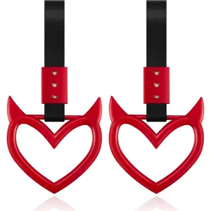 2 Pieces Heart Handle Keychains Car Accessory Heart Hand Strap Drift Charm for Car Interior Exterior Decoration(Red,Devil Style) jdm  accessories heart ring
