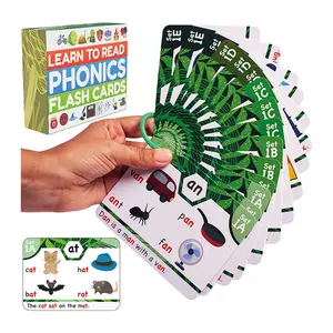 Phonics Flash Card Set, 62 Sheets  Learn to Read Phonics with Color Coded Levels, Vocabulary Building Aids for Pronouncing Rhyming Words