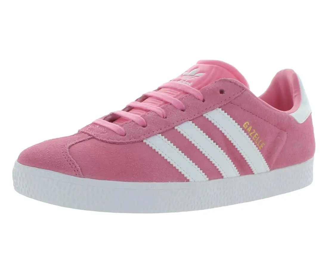 Adidas Girls' Gazelle Classic Suede Trainers, Casual Low Top Sports Footwear with Iconic Stripes, Lace-Up, All Seasons Everyday Wear, 1 Pair