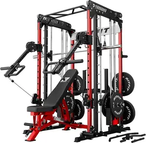 RitFit M1 Pro/2.0 Smith Machine with LAM1 Adjustable Lever Arm Attachment, All-in-One Power Cage, Power Rack with LAT Pulldown & Cable Crossover System for Home Gym