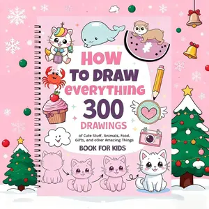 📚 The Drawing Encyclopedia: 300 Designs from Animals to Food (Beginner Art Lesson, Pink or Blue)
