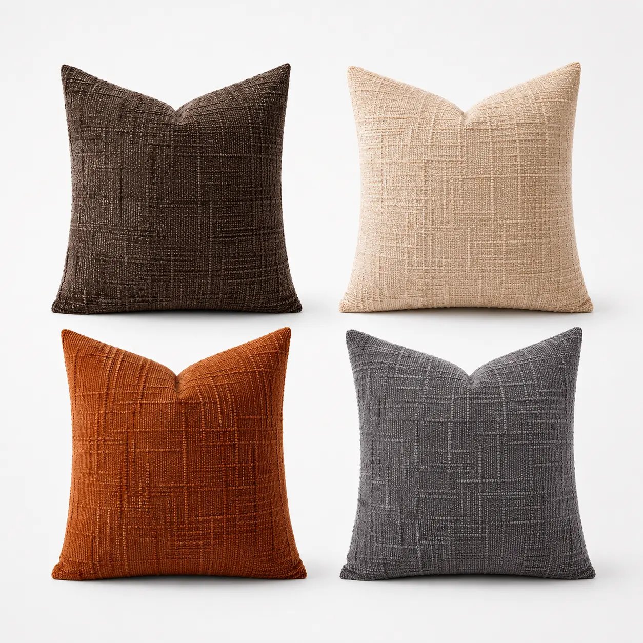 Pack of 2, 18*18 inches soft chenille pillow covers (no inserts), textured, wrinkle-resistant, modern farmhouse style, suitable for home and office, ideal for aesthetic home decor (inserts sold separately; suitable for room and home decoration needs).