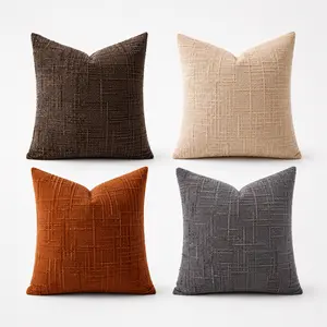 （Pillow Covers Only, No Inserts）18×18 inch soft chenille pillow covers (2-pack). Slub textured, wrinkle-resistant, country modern style. Ideal for home, office and parties; inserts available for decorative use. art decor