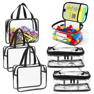 6-Pack Clear PVC Storage Bags - Zipper Organizers for Toys, Waterproof & Stackable | for Building Blocks, Puzzles, Travel & Home Organization