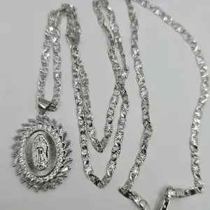 VIRGIN MARY beautiful necklace gold-plated silver color with stone's