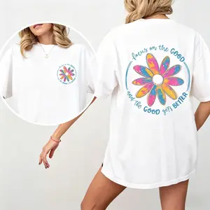 Focus On The Good, Flowers, Front and Back, Retro, Positivity, T-Shirt