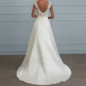 2025 Women's Pure Color Lace Splicing Sling Hollow Backless  Toast Wedding  Mermaid Style Wedding dress