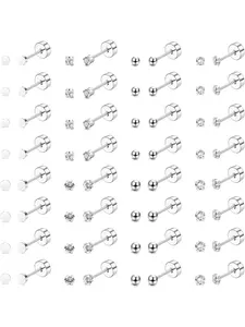 16 Pairs Tiny Cartilage Stud Earrings for Women Men Surgical Steel Flat Back Cartilage Earrings Hypoallergenic Cubic Zirconia Tiny Ball Studs Earrings 2mm 3mm Tragus Helix Daith Piercing High Quality Earrings