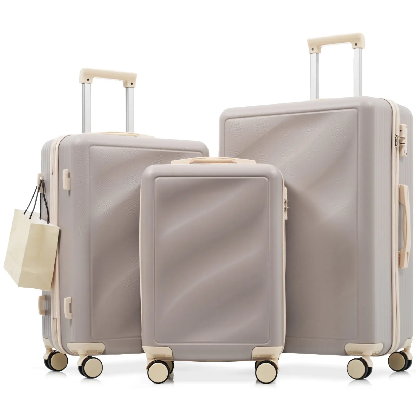 3-piece luggage set, lightweight and durable ABS luggage compartment with swivel wheels and TSA lock, carry on luggage and checked in travel set (20 inches/24 inches/28 inches)