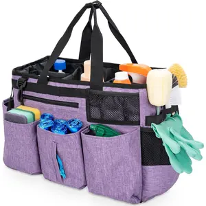 Wearable Cleaning  Bag for Cleaning Supplies,Large Capacity Cleaning Organizer Purple