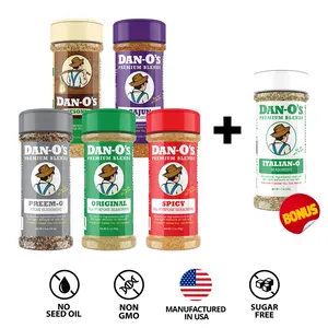 Dan-O's Favorite Sampler Pack - Small 5 bottle combo - Original, Cheesoning, Spicy, Preem-O, Cajun + FREE Italian-O