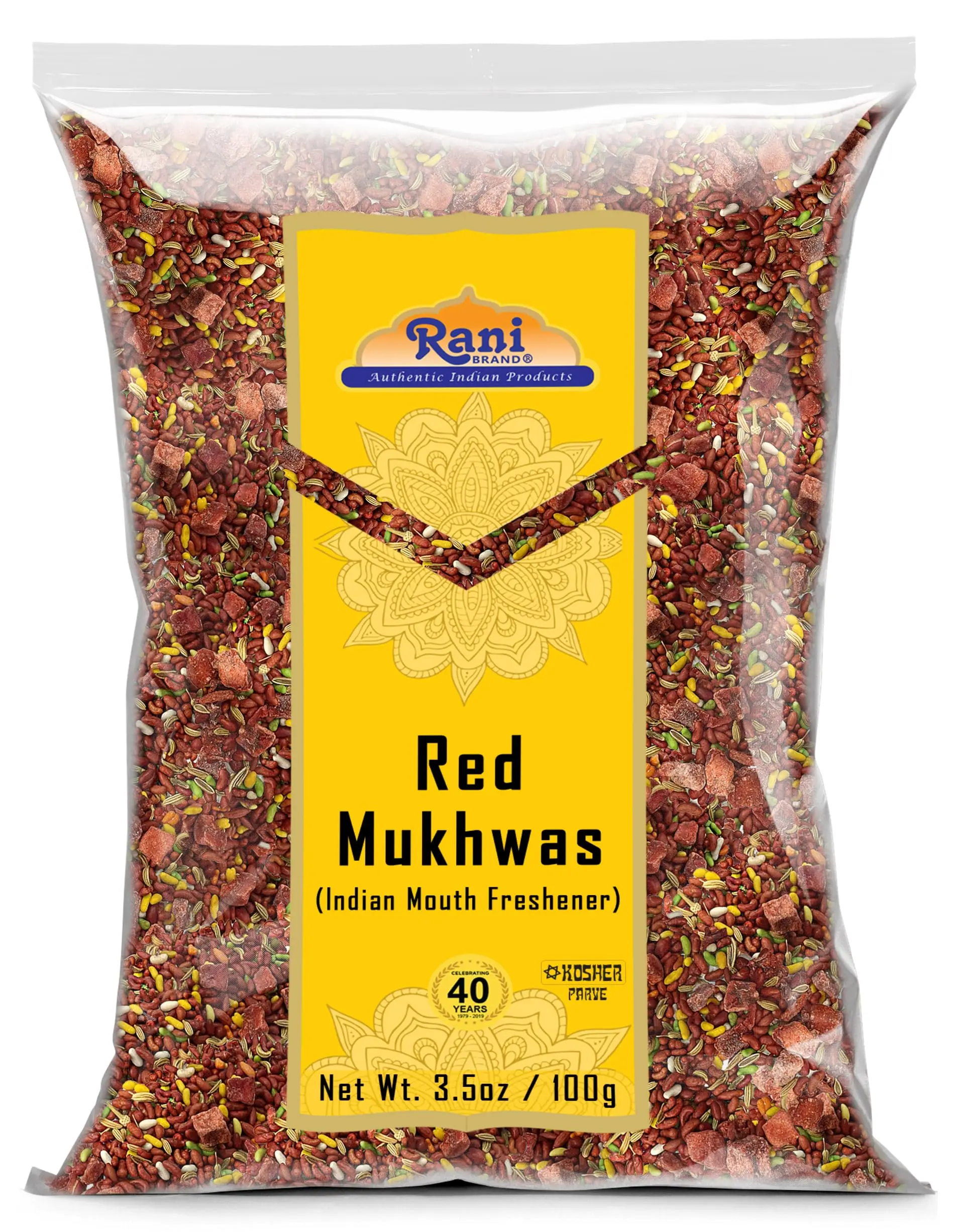 Rani Red Mukhwas (Special Digestive Treat) 3.5oz (100g) ~ Vegan | Kosher | Indian Candy Mouth Freshener