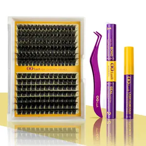 OQ Lash Volume and Soft Premium Fiber D Curl DIY Eyelash Extension Kit-100D 150D Fairy Diva  Regina-Waterproof Long lasting Lashes Makeup For Girl-Bond and Seal Eyelash Glue and Lash Remover Beginner Friendly Individual Lashes Cosmetic