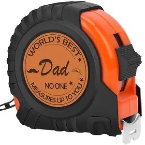 Christmas Gift for Dad, Genuine Leather Engraved 25 Ft Tape Measure Measuring Tool, Stocking Stuffer for Men, Father's Day Birthday Present, Portable Tape Measure