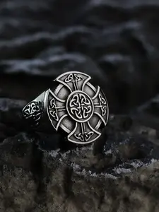 Vintage Stainless Steel Men's Rings Jewelry, Personalized Geometric Knot Decor Ring, Men's Fashion Accessories for Daily Wear