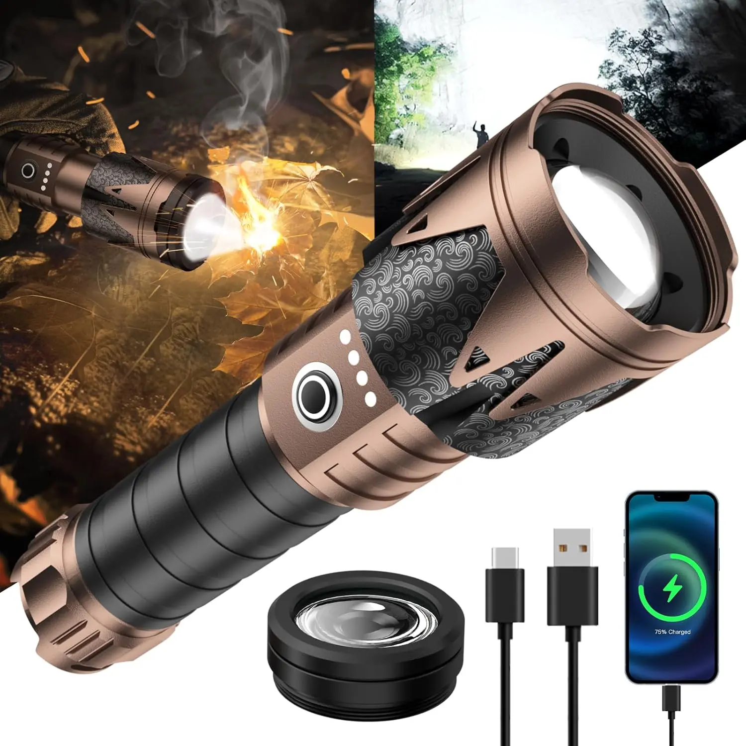 SKYFIRE 2000J flashlight  Totem,High lumen, super bright,Rechargeable, outdoor lighting,Lighting, ignition and charging three in one #Summervibes