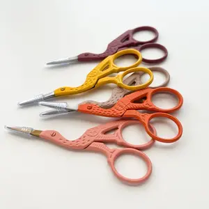 Stork Embroidery Scissors, Small Bird Scissors for sewing, cross stitch, needlework, quilting Pink Flower