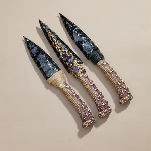 Crystal Obsidian Model Knife, Natural Stone Polished Craft, Decorative Art Piece, Unique Gift Idea, No Real Blade Included