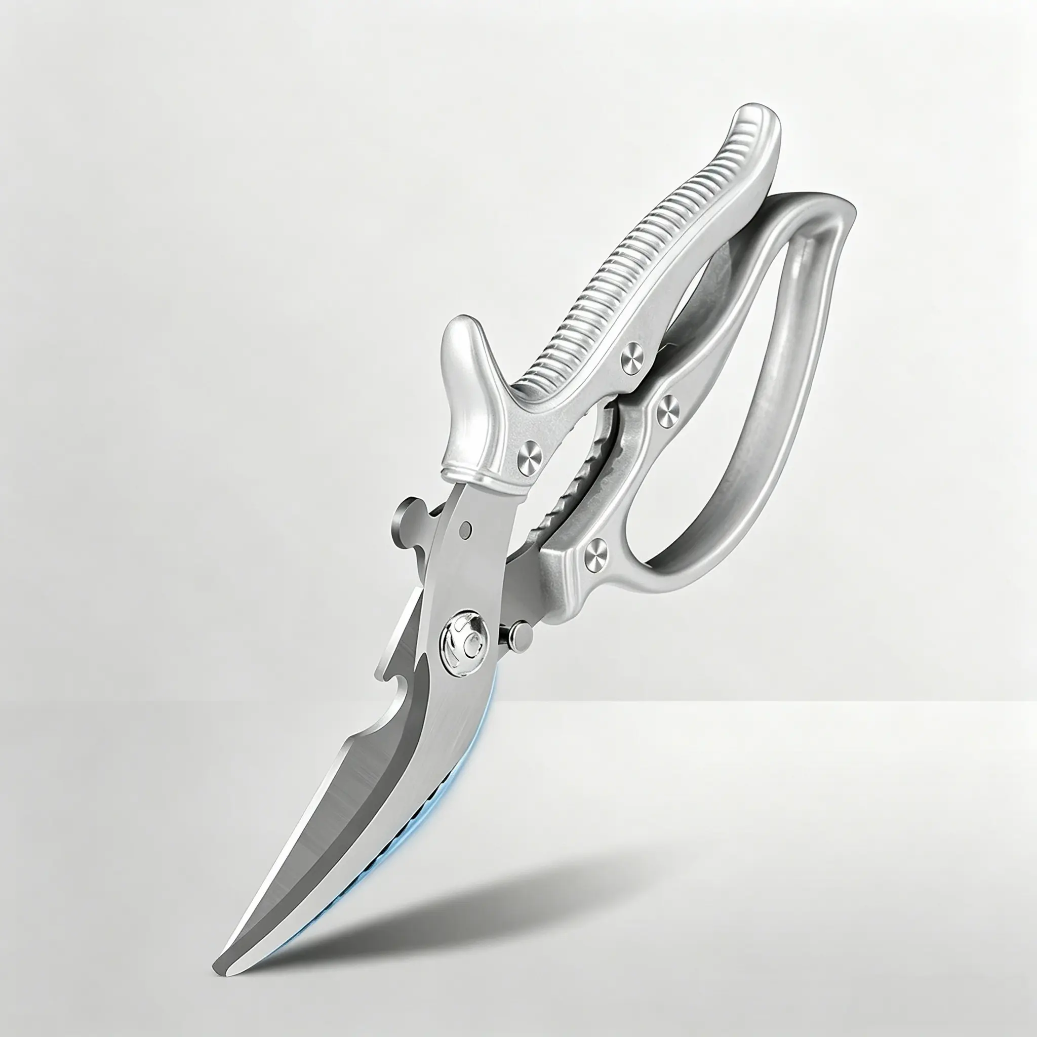 heavy duty kitchen scissors, spring loaded kitchen shears, multi purpose kitchen scissors, bone cutting scissors, stainless steel kitchen shears, labor saving kitchen tool, chicken bone scissors, multifunctional kitchen cutter
