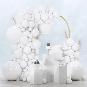 PartyWoo White Balloons 100pcs Different Sizes Pack of 18 12 10 5 Inch Matte White Latex Balloon Arch Kit Garland for Wedding Bridal Graduation Baby Shower Birthday Party Decorations White-Y13